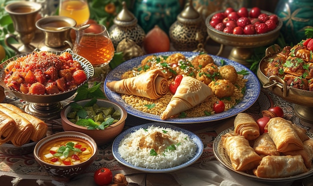 Фото Арабская кухня рамадан ифтар еда, которую едят мусульмане после захода солнца во время рамадана