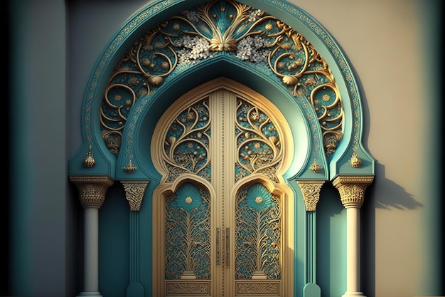 Arabic door in the style of the 19th century. 3d rendering digital art