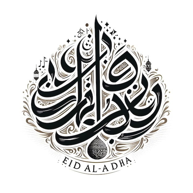 Arabic Eid Al Adha Calligraphy Typography