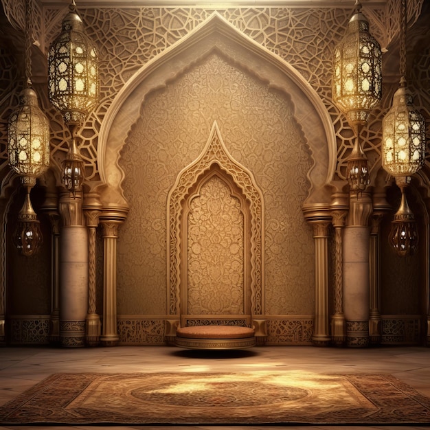 アラビア語の要素の華やかなステージの背景