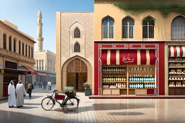 arabic facades and islamic architectural features for background