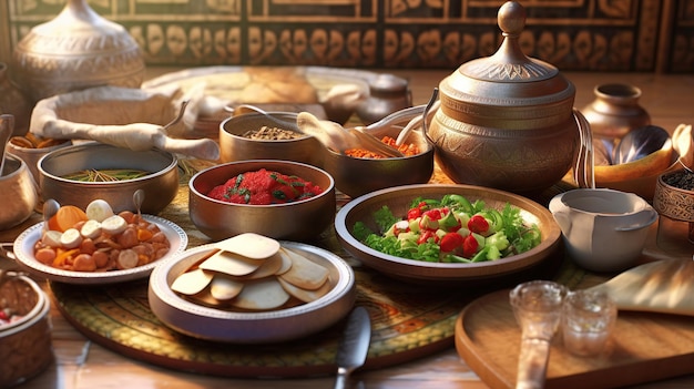 Photo arabic food generative ai