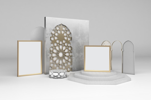 Arabic Frames Left Side In White Background