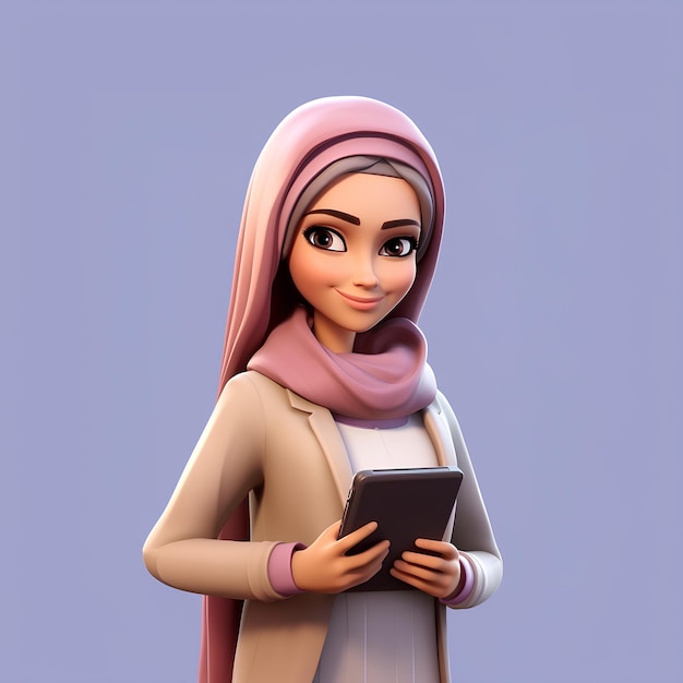 Photo arabic girl student holding tablet