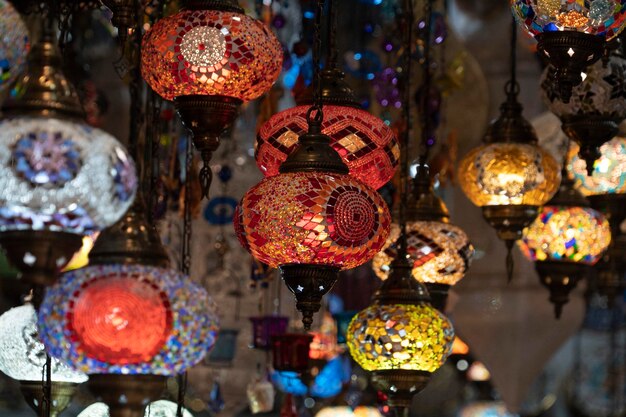 Arabic glass colorful lamp lantern