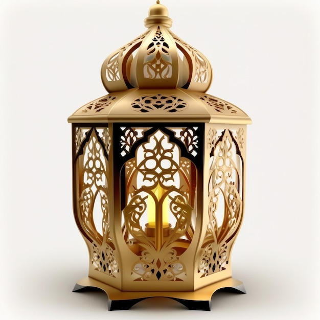 Arabic gold vintage luminous lantern created with generative AI