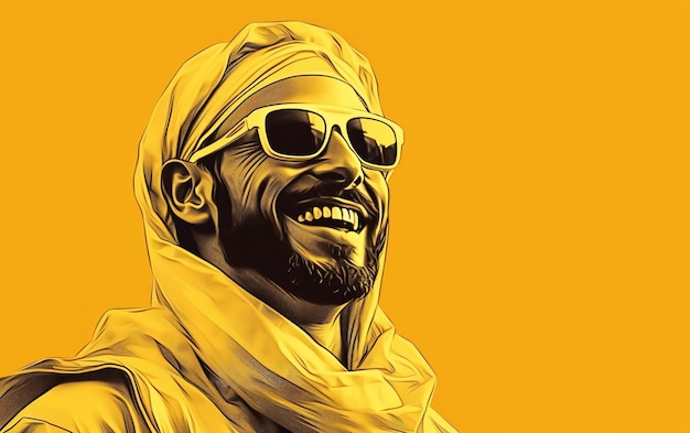 Arabic guy in glasses artwork for website banner