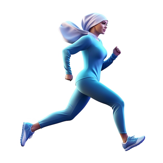 Arabic lady runner in islamic outfit