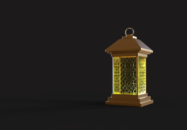 arabic lamps, gold lanterns with arab ornament, ring, 3D Rendering