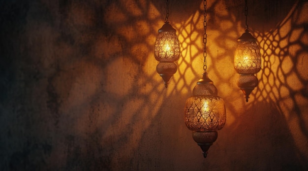 Photo arabic lamps hanging on wall morocco wallpaper