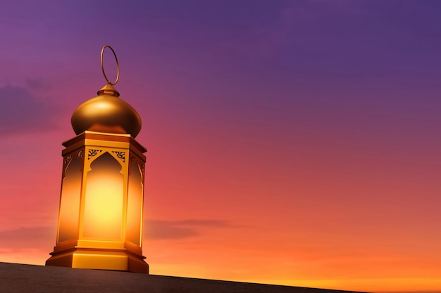 arabic lantern on 3d illustration