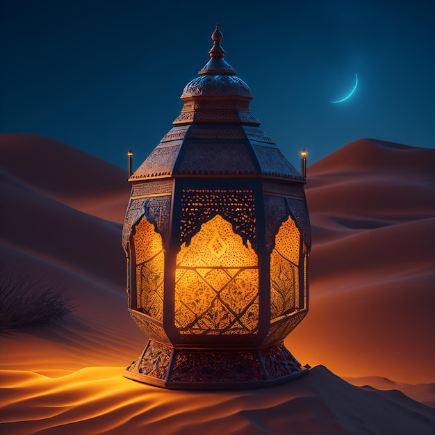 Arabic lantern of muslim celebration day background illustration