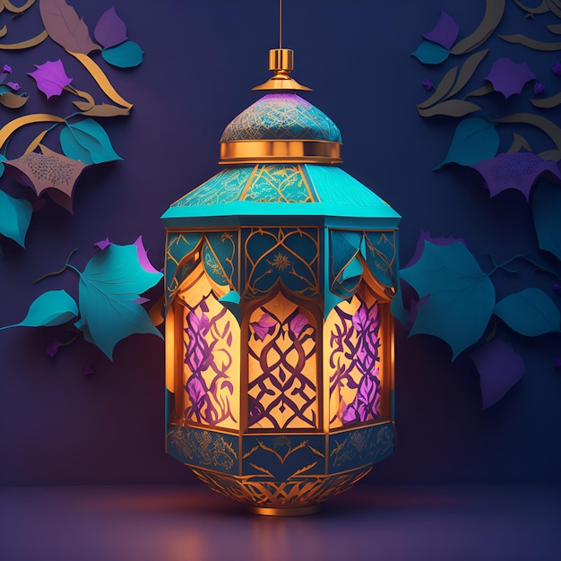 Arabic lantern of muslim celebration day background illustration