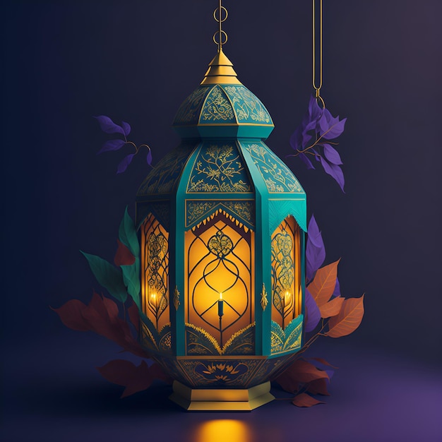 Arabic lantern of muslim celebration day background illustration