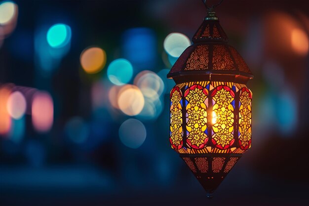 Arabic lantern in the night Ramadan concept