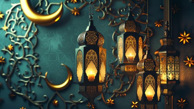 Arabic lantern of ramadan celebration background Traditional Islamic holy holiday