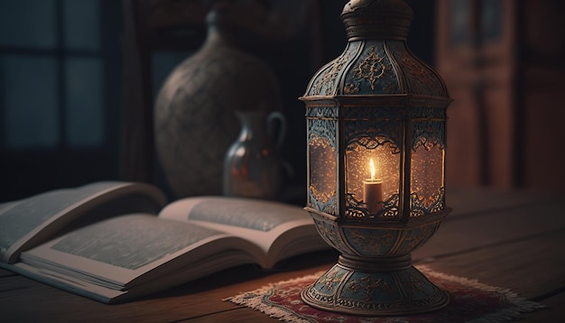 Arabic lantern Ramadan kareem background Generative AI