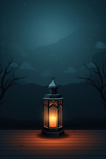 Арабский фонарь с горящей свечой празднование Рамадана Карим