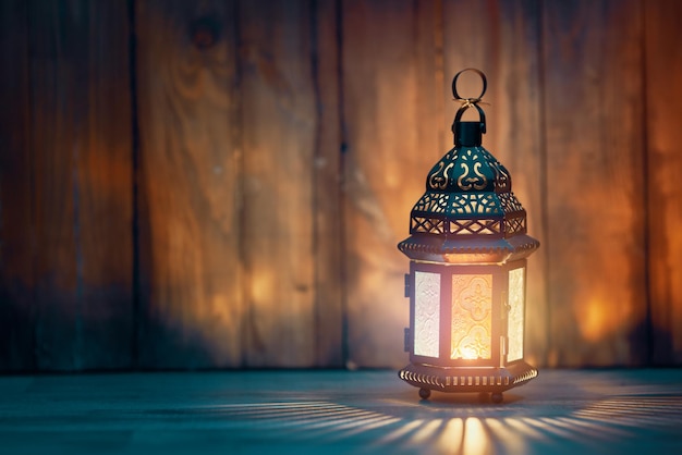 Arabic lantern with burning candle