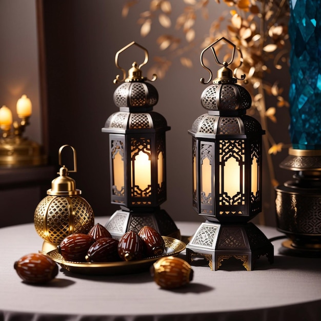 Arabic lantern with dates in the dates desert