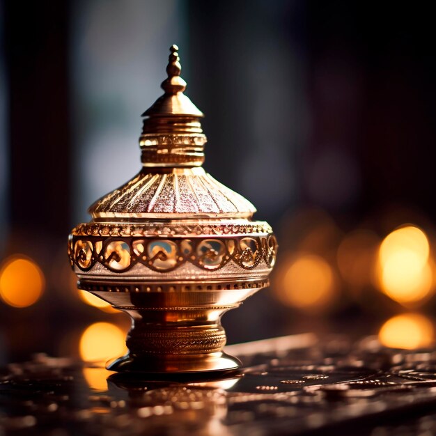 写真 伝統とお祝いを象徴するアラビアのランタン オイルランプ