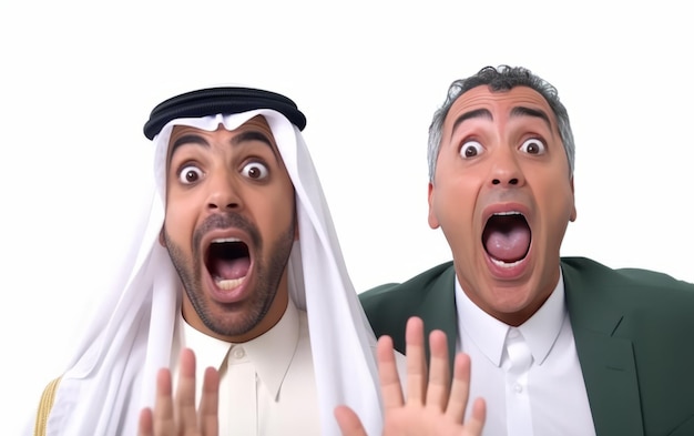 興奮して叫ぶアラビア人男性