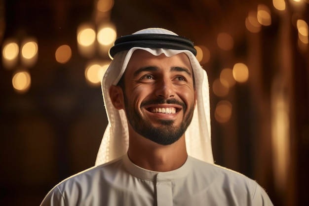 An arabic man smiling to the camera