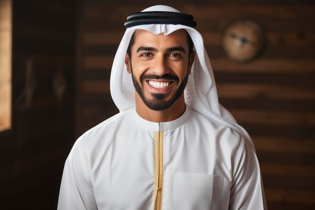 An arabic man smiling to the camera