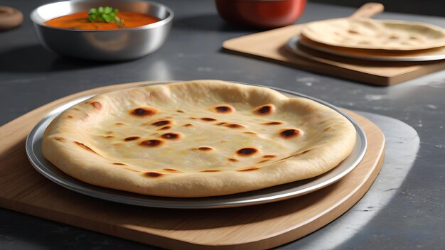 Foto cibo naan roti paratha arabo