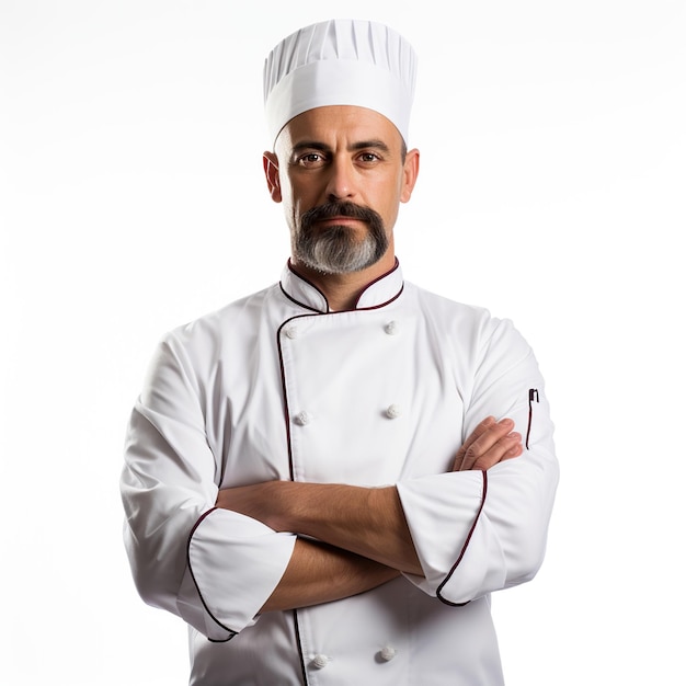 arabic proffesional chef posing isolated on white background