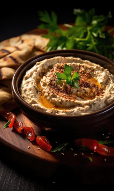 Foto shaurma arabo con salsa su una tavola di legno