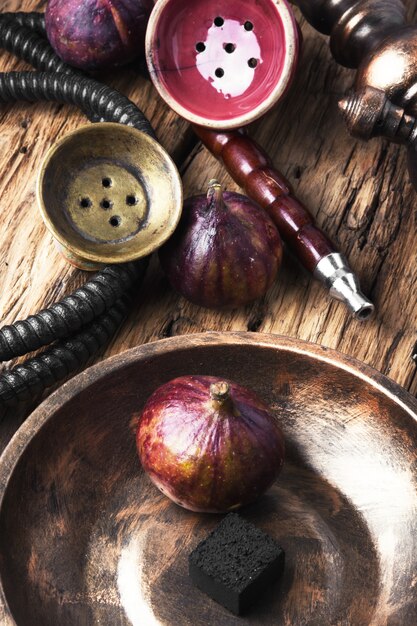 Arabic smoking hookah with figs