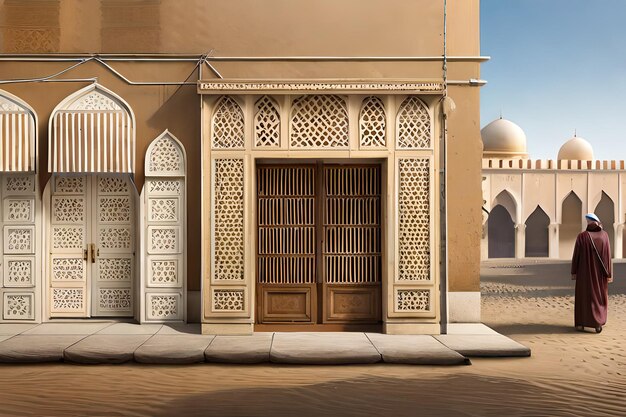 arabic streets facades for game design background