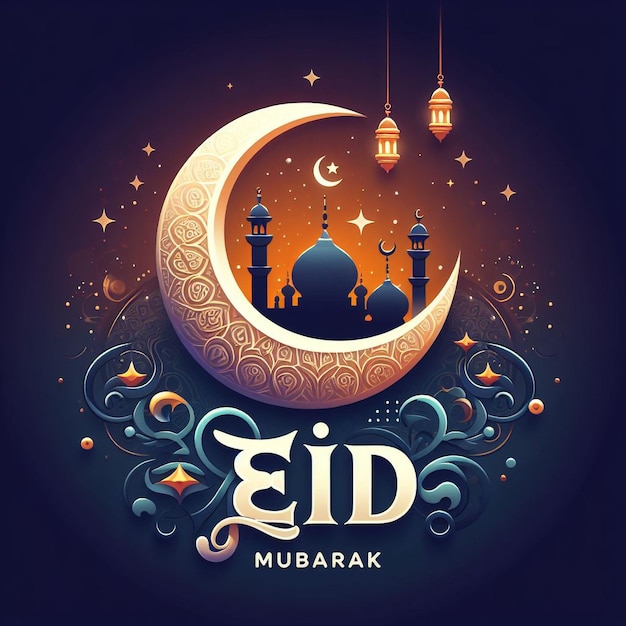 Arabic style artistic eid mubarak background