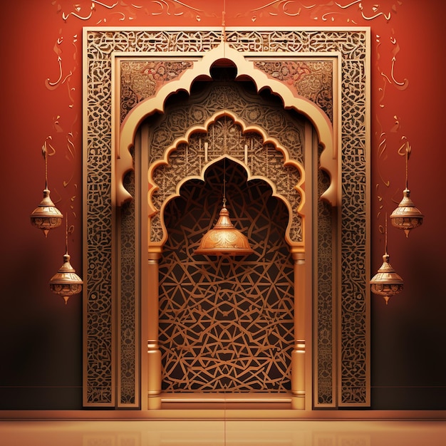 Photo arabic style artistic eid mubarak background