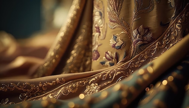 Arabic style bridal wedding fabric wallpaper with a royal touch generative ai