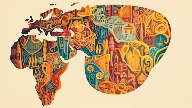 Фото Арабская типография цветная карта мира дизайн