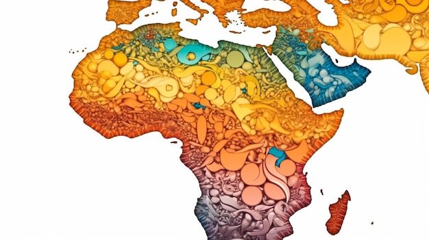 Foto tipografia araba mappa del mondo colorata il design