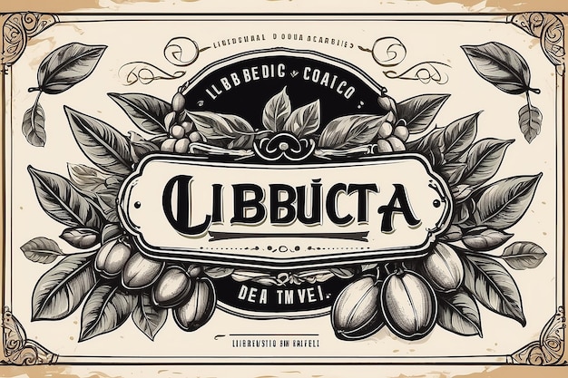 Arabica Robusta Liberica koffiebonen verpakkingsetiketontwerp sjabloon Handgeschreven lettering