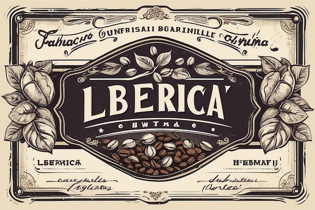 Arabica Robusta Liberica koffiebonen verpakkingsetiketontwerp sjabloon Handgeschreven lettering