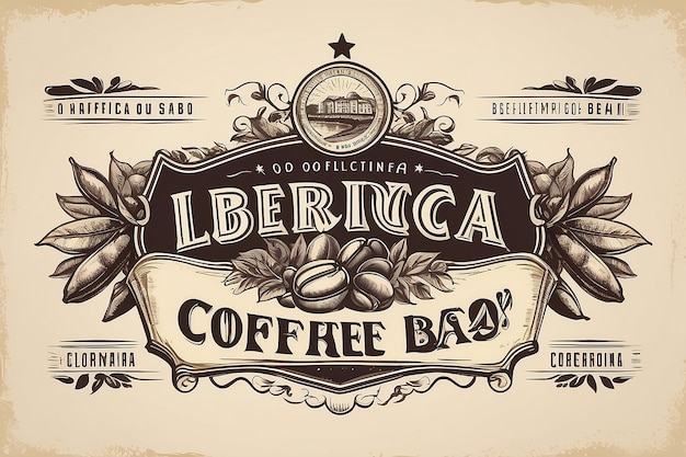 Arabica Robusta Liberica koffiebonen verpakkingsetiketontwerp sjabloon Handgeschreven lettering