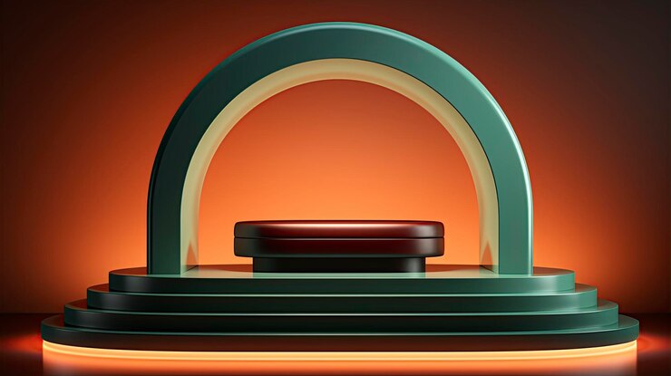 Foto arabisch verlichte podium voor de ramadan