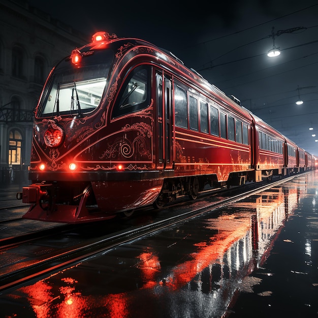 Arabische 64K lange belichting van rode trein