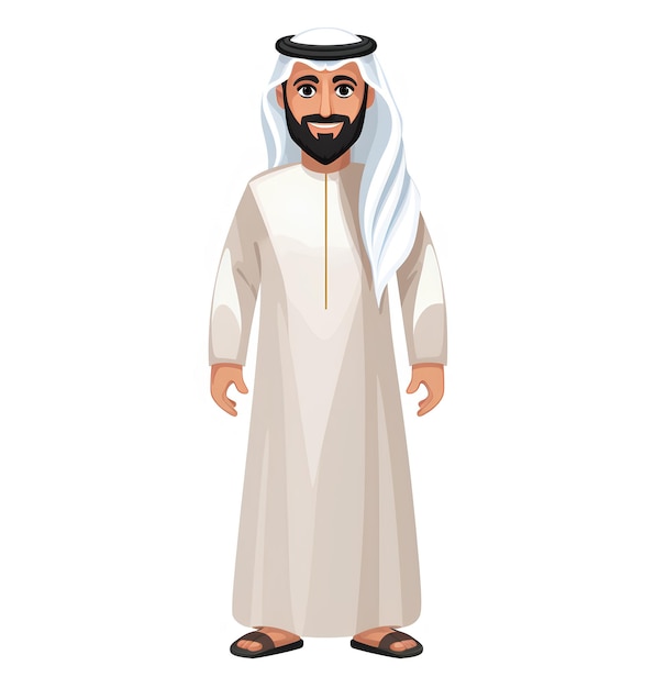 Arabische cartoon emiraten man in traditionele kleding