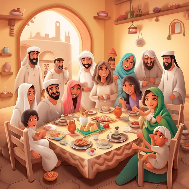 Arabische familie geniet van zijn tijd samen