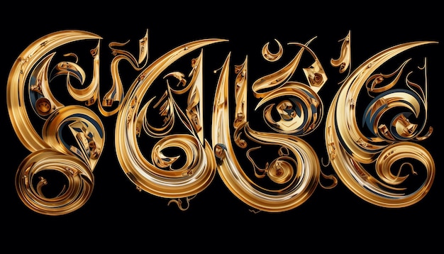 Фото Арабские каллиграфические буквы в золоте