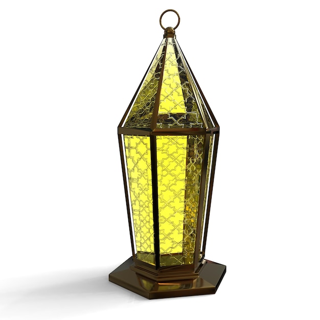 Arabische lampen, gouden lantaarns met Arabisch ornament, ring, 3D-rendering