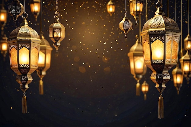 Arabische lantaarn verlichting decor nacht achtergrond romantisch wazig effect