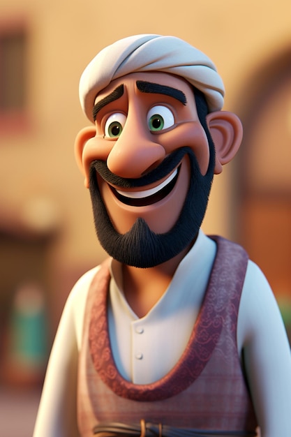 Foto arabische man animatiestijl generatieve ai