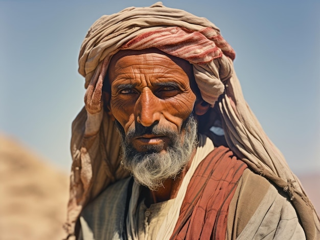Foto arabische man uit begin 20e eeuw gekleurde oude foto